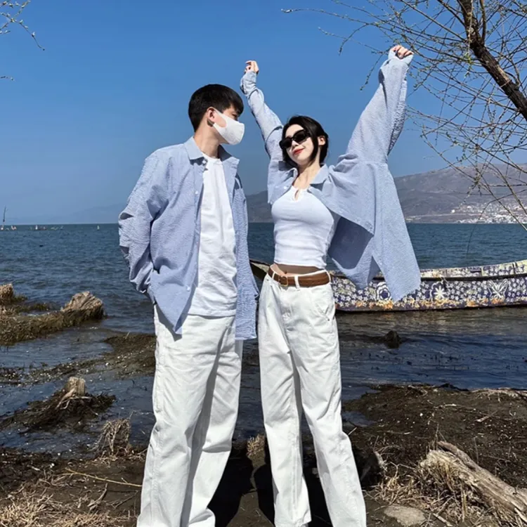 不一样特别的情侣装2025新款衬衫夏装早秋ins超火衣服穿搭外套装