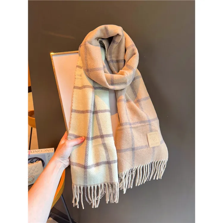 culv澳洲羊毛高档送礼冬新款英伦格纹保暖围巾女双面男女情侣围脖