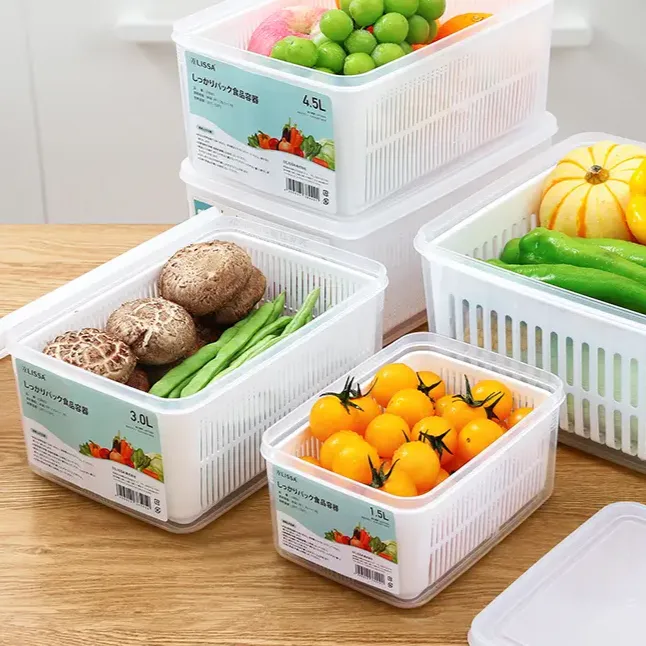 家用专用冷冻整理冰箱收纳盒子双层沥水保鲜盒蔬菜水果储物保鲜盒
