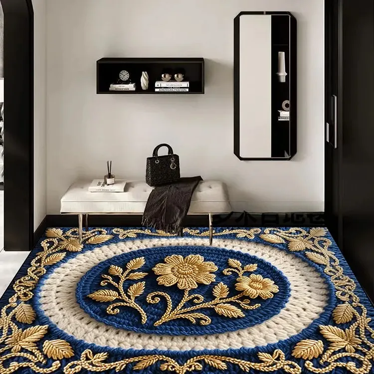 5D立体硅藻泥底垫家用浴室卫生间大门口吸水垫地毯地垫蓝色妖姬