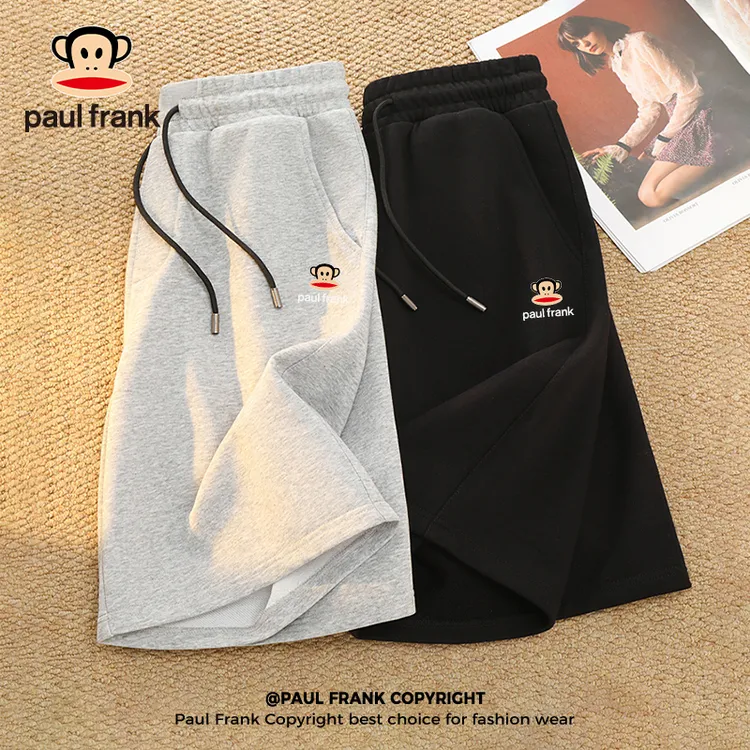 paul frank/大嘴猴纯棉短裤男夏季重磅垂顺休闲裤潮流百搭五分裤B