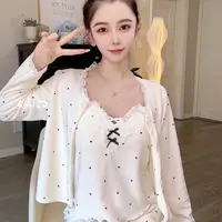SIEOYJIEA/私迹大榕家viki【点点海岛一家】女款气质长袖家居服套装