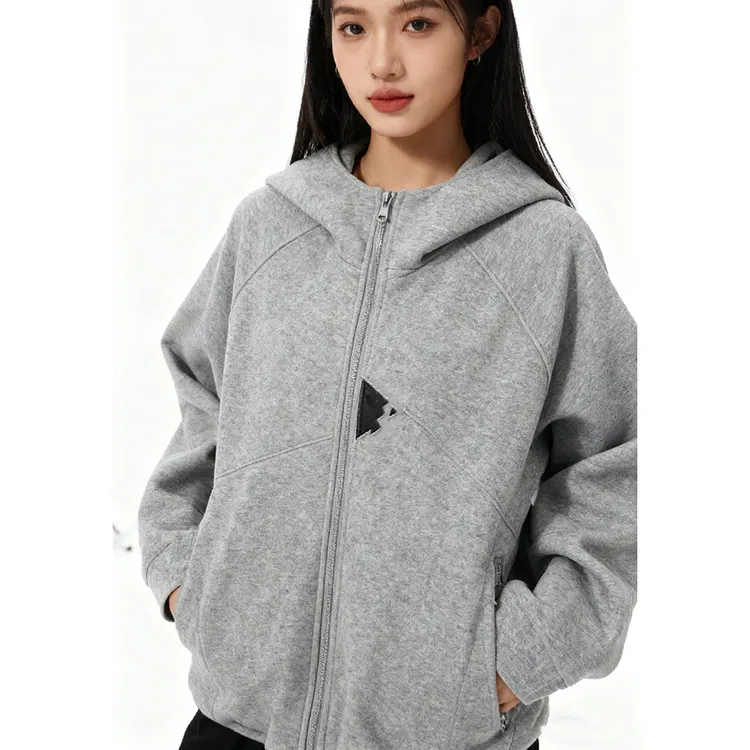 立体剪裁！双重保温【摇粒绒】连帽情侣款卫衣休闲宽松型极简风C6378