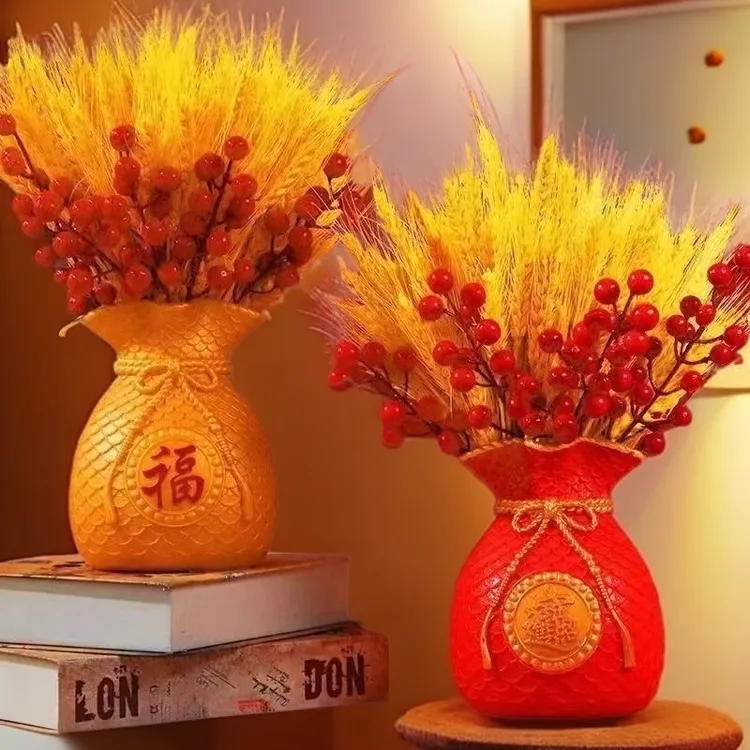 大麦花喜庆天然黄金大麦干花束福袋钱袋摆件金黄麦穗装饰乔迁摆件