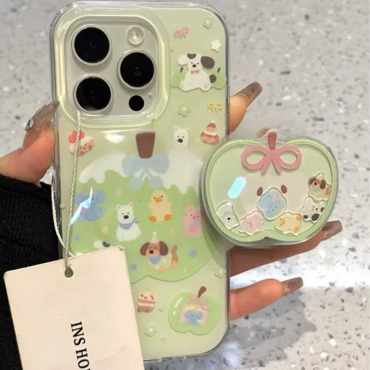 青苹果小熊适用苹果华为vivo小米oppo女iphone15/16/14手机壳