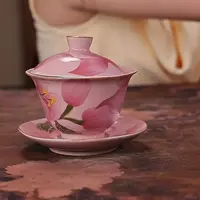 顶先 粉汝百合三才盖碗 A13405