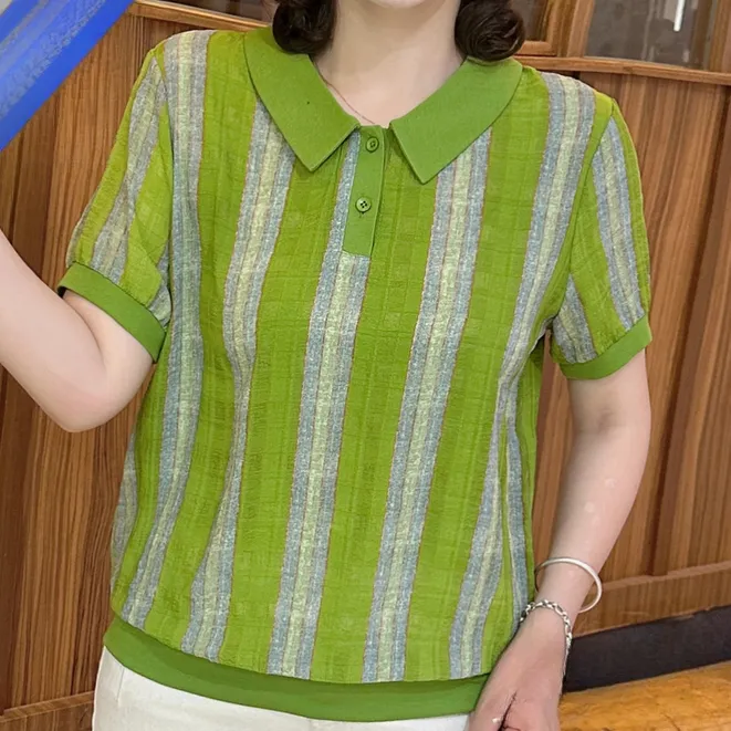 夏季新款薄款减龄百搭妈妈装气质显瘦洋气时尚宽松小衫女X6969