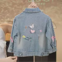 MOMOCO2025秋款女童甜美重工刺绣蝴蝶复古牛仔外套77730134007
