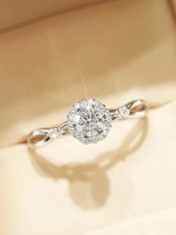 【出水芙蓉】一克拉仿真钻戒ins小众开口求婚结婚戒指指环尾戒