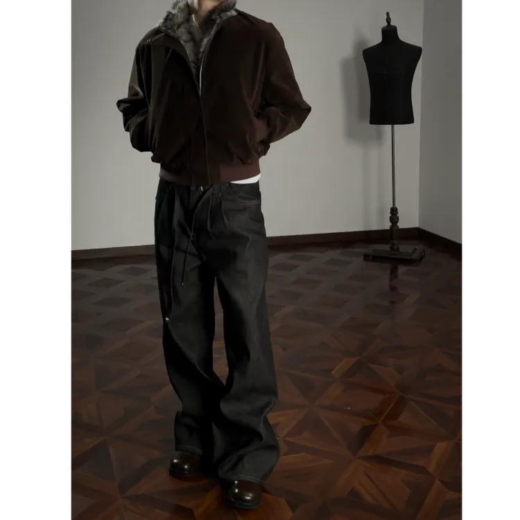 猎装狼王夹克PU皮座山雕正肩微廓斜门襟立领 差异化雕类单品