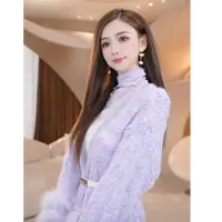 COCO BECCI【心动蜜语】羊毛狐狸毛层次感气质针织外套CFLJC331151