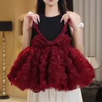 【柒】小众设计秋季新款女童蓬蓬软纱花朵褶皱公主连衣裙