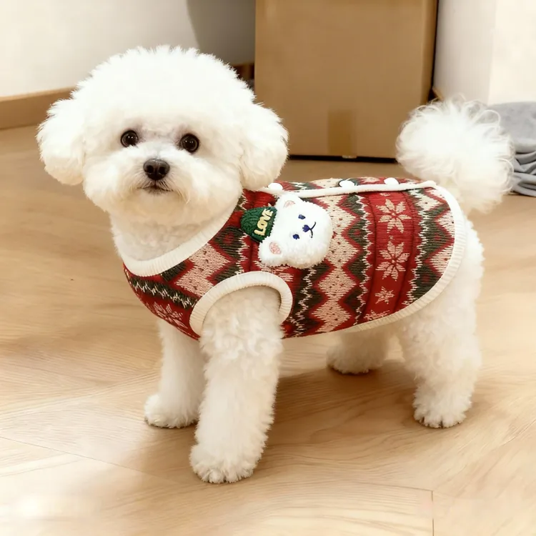 小狗狗衣服圣诞小熊保暖马甲秋冬加绒比熊泰迪起司小型犬猫咪衣服