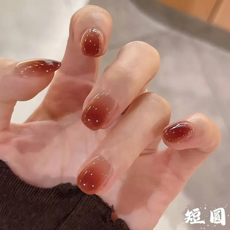 酒渍番茄-壹心显白高端新年色纯手工穿戴甲 可拆卸假指甲贴10片装