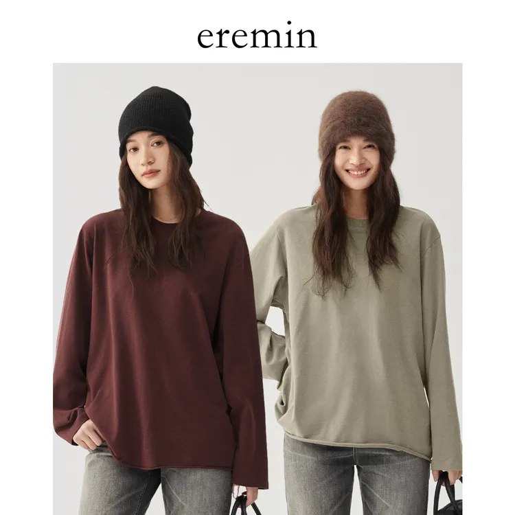 卷边长T/松弛感舒适莱赛尔棉纯色圆领T恤55912