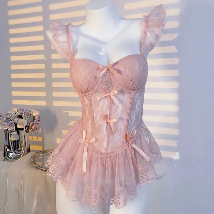 【艳光四射】微胖蕾丝吊带带钢圈夏显瘦性感睡裙女款爆款2025新款