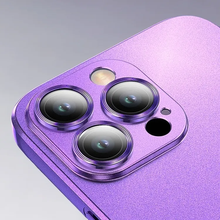 新款电镀磨砂适用于苹果14自带镜头膜全包式简约紫色手机壳防摔