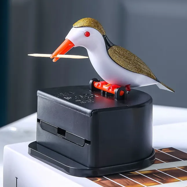 小鸟牙签盒啄木鸟新奇特自动弹出式按压式创意个性摆件家用牙签筒