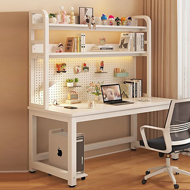 家用写字书桌学生学习桌卧室办公桌洞洞板组合书架一体台式电脑桌