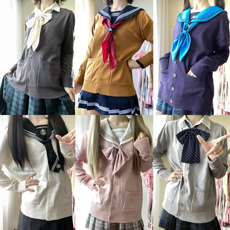 捣蛋猫JK原创早秋日系制服毛衣校供感针织开衫长袖百搭宽松外套女