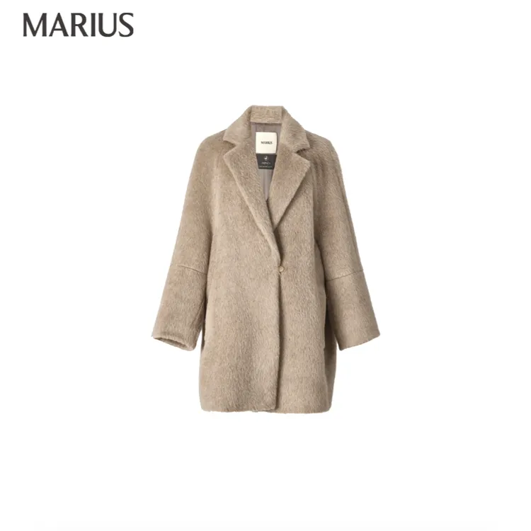 MARIUS | "德芙大衣"意大利TEXCO羊驼毛气场感宽松茧型翻领大衣