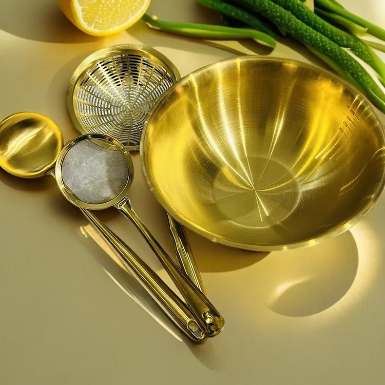 {新疆包邮}炒菜勺铲子不锈钢 家用金色勺铲子家里实用很方便长柄