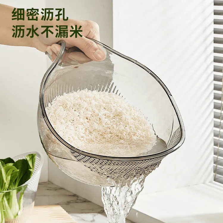 淘米新款厨房多功能洗菜洗米免手洗手柄水果细孔米饭淘菜沥水加厚