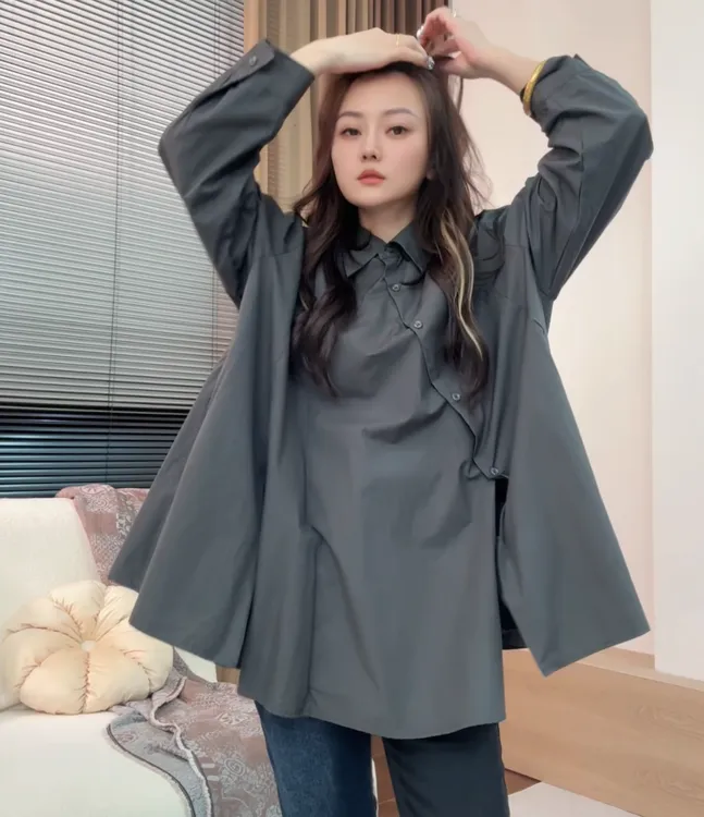 museguhui/木色古汇825119休闲气质百搭休闲时尚秋款设计款衬衣