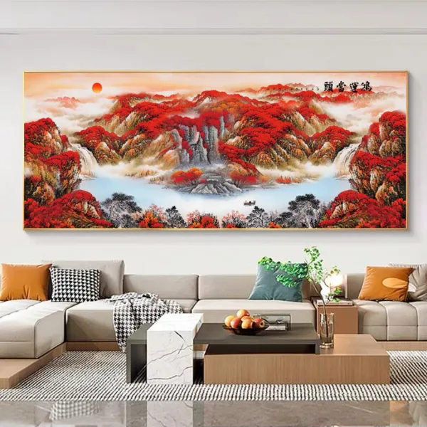 【鸿运当头横幅】客厅沙发背景家庭壁画办公室挂画平面晶瓷挂画