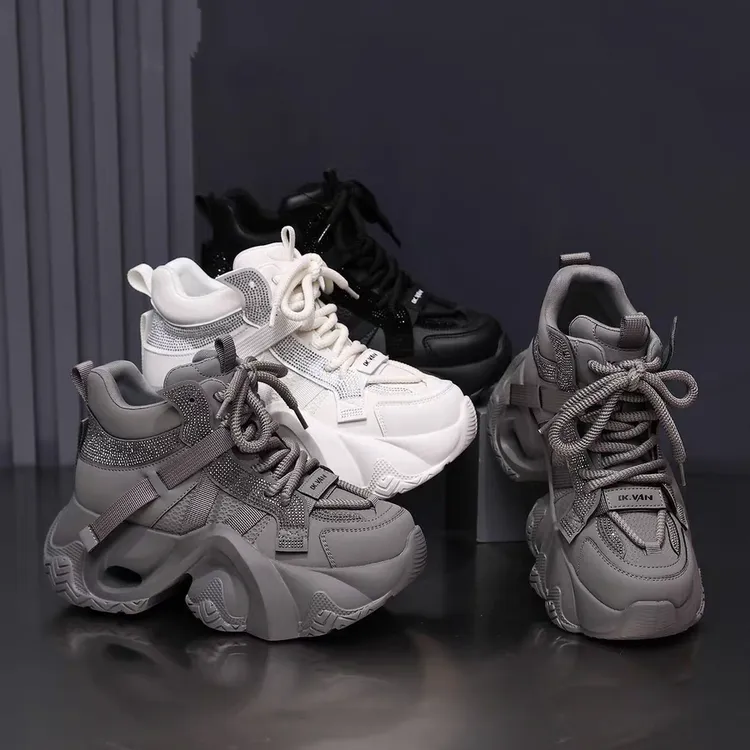 F2加绒爆款老爹鞋女2025新款百搭厚底舒适秋冬加绒潮流休闲老爹鞋