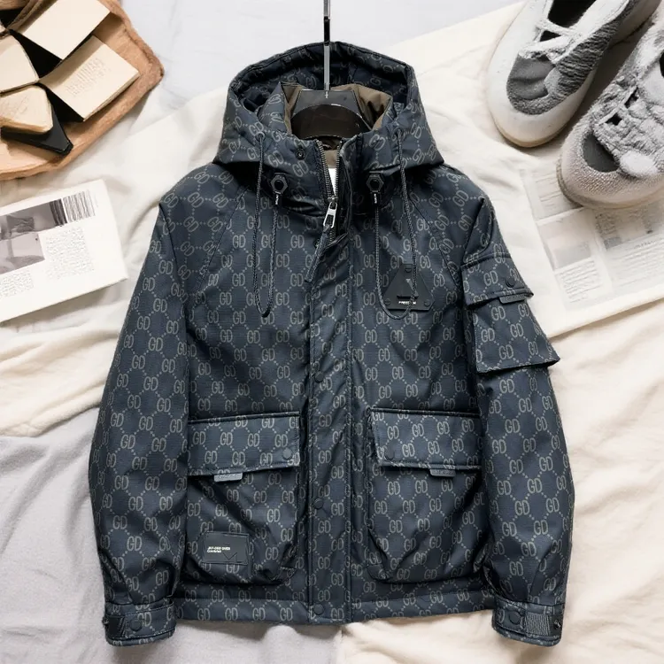 宾斯洛特保暖羽绒服男潮流潮牌迷彩白鸭绒外套美式工装羽绒冲锋衣