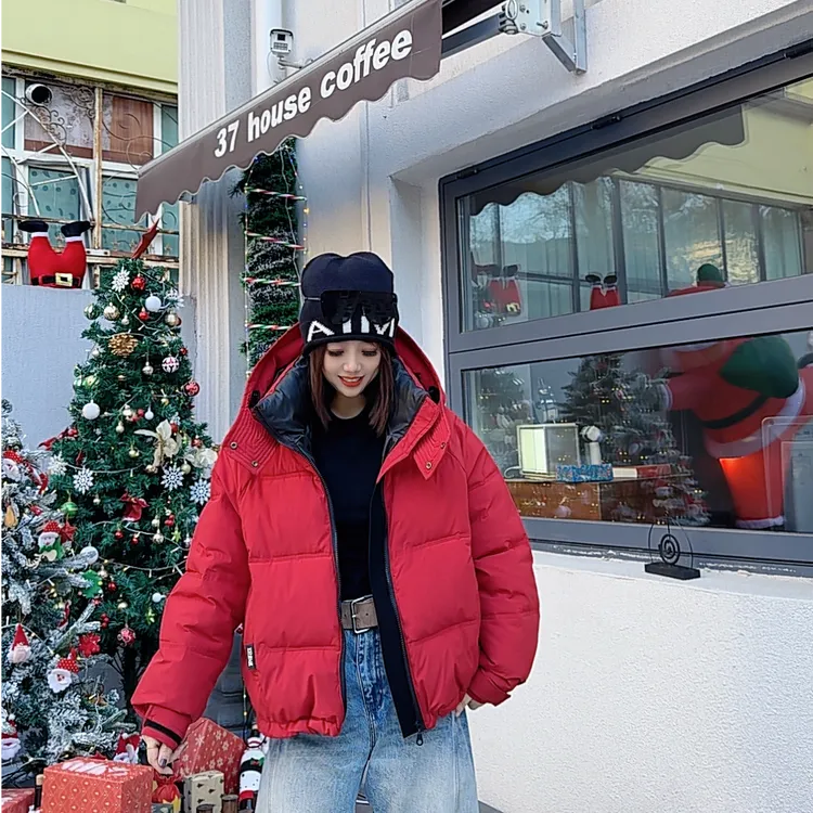 【静轩优选】25年棉服冬季韩版短款拉链女士宽松厚款保暖连帽2601