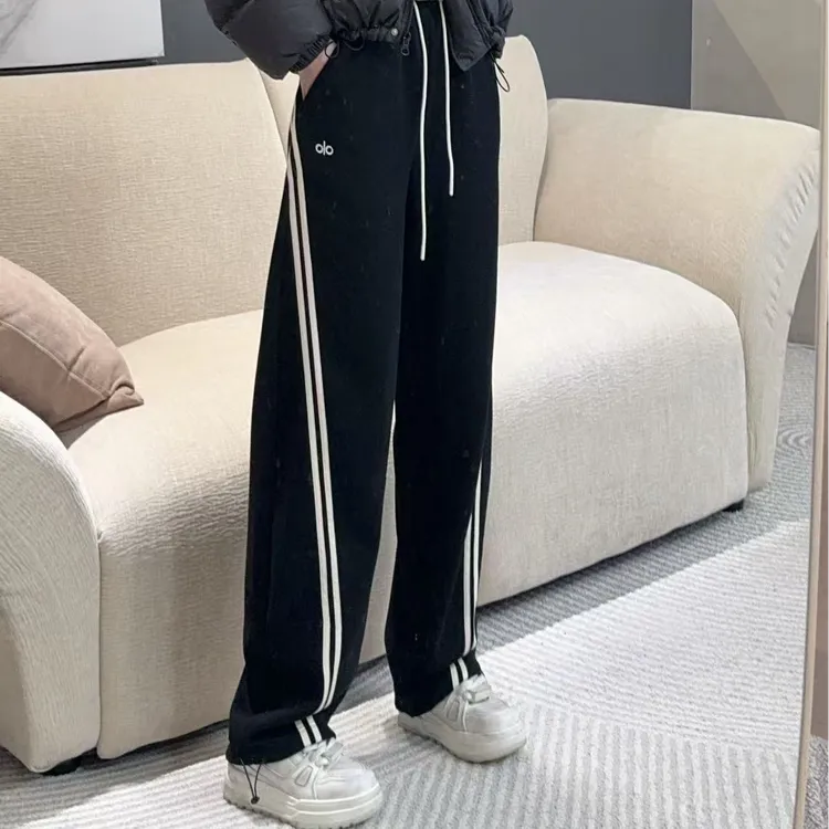 【风行轨迹】2025秋冬新款设计师时尚加绒潮牌休闲卫裤H6256黑