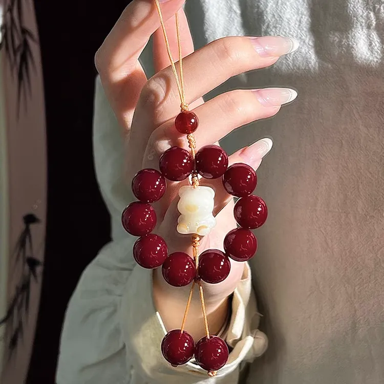 红菩提手机挂可爱小熊短款手机壳钥匙扣包包挂