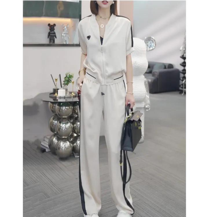 高档轻奢时尚韩版休闲套装女2025夏季新款气质宽松显瘦外套+长裤