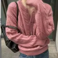 半开领毛衣上衣百搭宽松时尚衣长60左右#6819