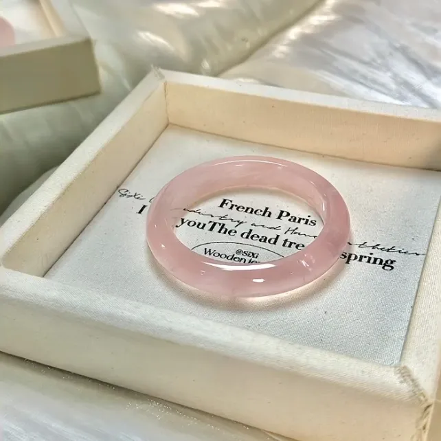 正品马达加斯加天然粉水晶手镯气质显白桃花粉正圈镯子多样性发一