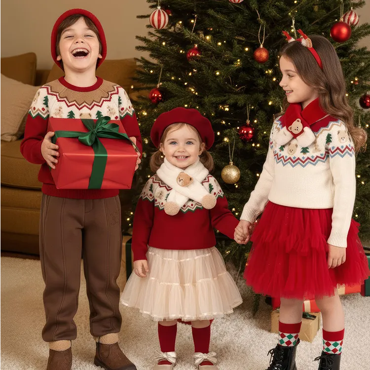 PawinPaw卡通小熊童装25年秋冬新款男女童圆领毛衣百搭PCKAF4C61E