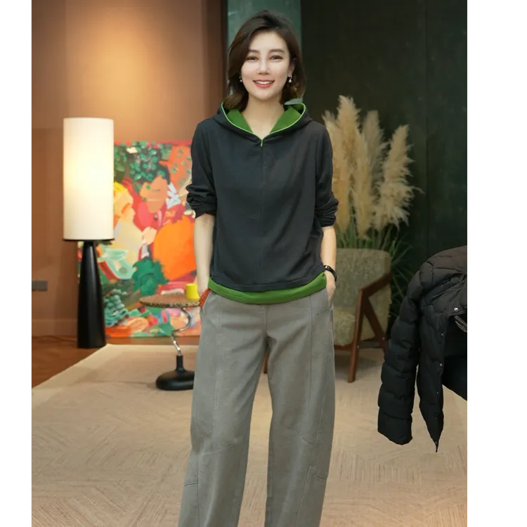 Syan【软糯蛋糕】秋季连帽长袖洋气宽松型女款轻奢时尚卫衣