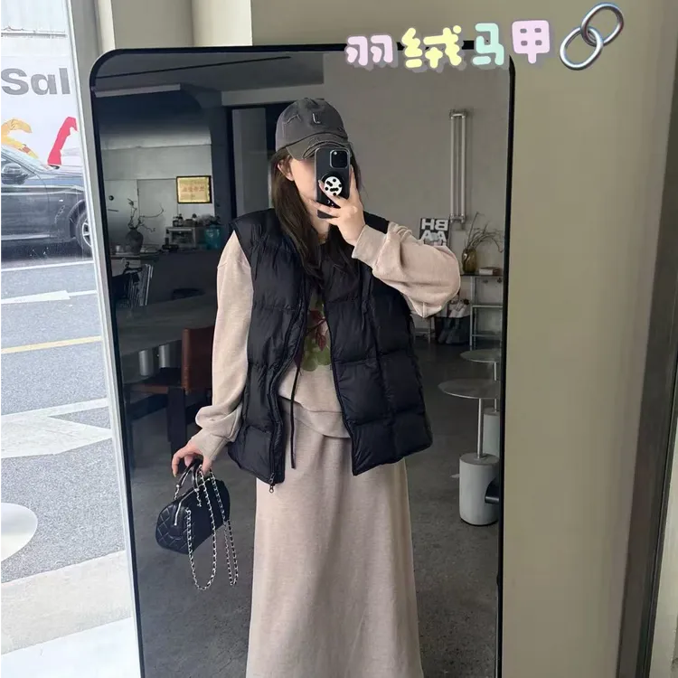 晶咕软软【轻感小方块】韩系休闲风简约方形格无袖马甲