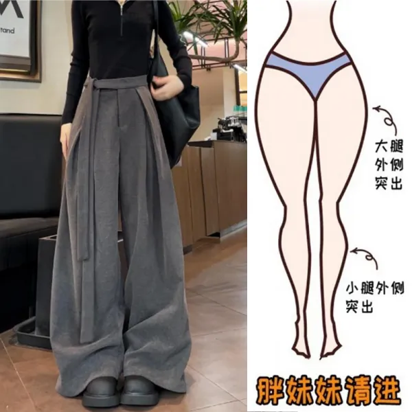 Aimeerosa/艾洛莎2025春季新款宽松显瘦个性休闲裤西裤阔腿运动裤