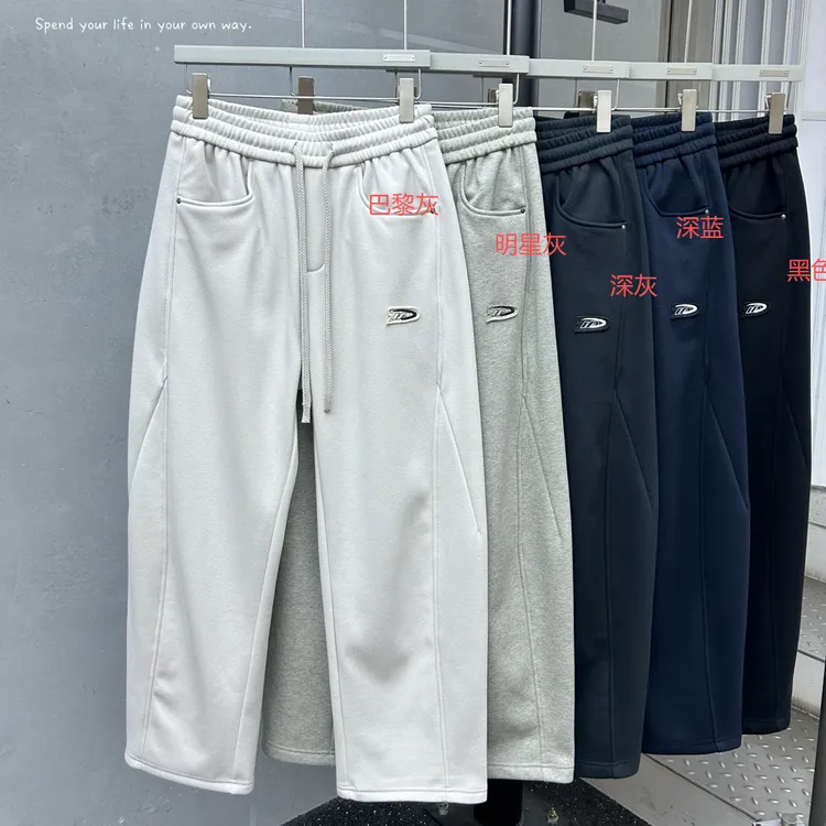 502  素劲2 加绒 潮牌秋季男女弯刀切割风卫裤休闲裤 KZ8558