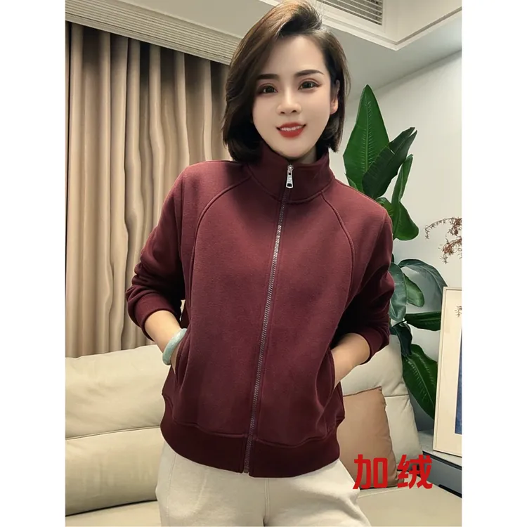 631-冬款立领正肩翻领拉链宽松开衫冬季运动