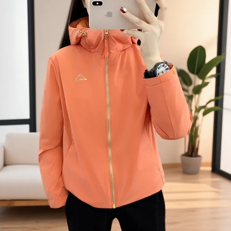 冬季女户外夹棉保暖连帽冲锋衣外套防风防水棉衣运动休闲旅游棉服