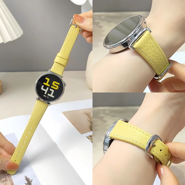 适用于华为/gt45/gt5pro荔枝纹小蛮腰皮质表带applewatch