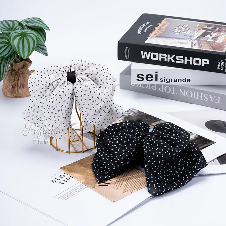 法式复古波点蝴蝶结抓夹小号半扎发马尾鲨鱼夹发夹气质发饰女