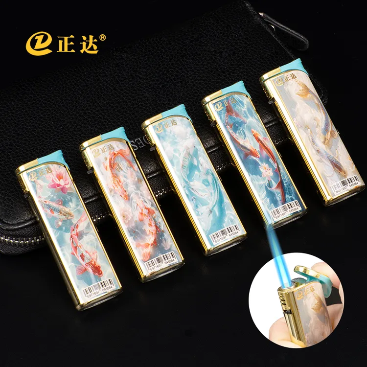 正达金属一次性防风打火机创意直冲摇臂印字刻字可充气新款送男友