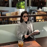 ANGELIAORIGINAL典雅灰韵 羊毛羊绒短款气质秋冬毛呢大衣外套#826