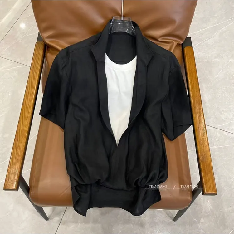 Team Yang-夏季新款度假系列亚麻假两件极简短袖衬衫清爽干净6082