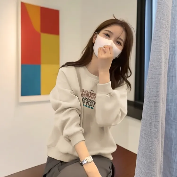 高级感字母印花即墨卫衣外套女2025新款爆款秋冬加绒圆领长袖上衣